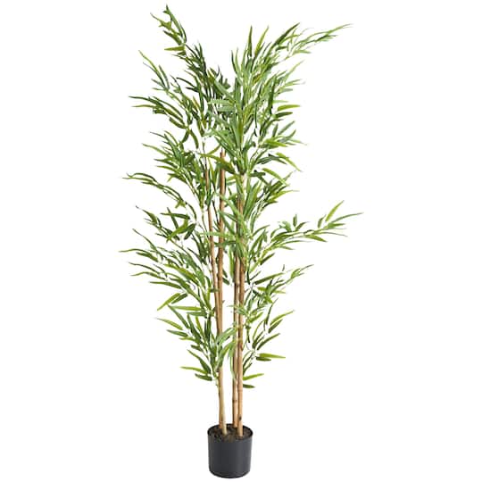 5ft. Green Bamboo Artificial Tree with Black Pot